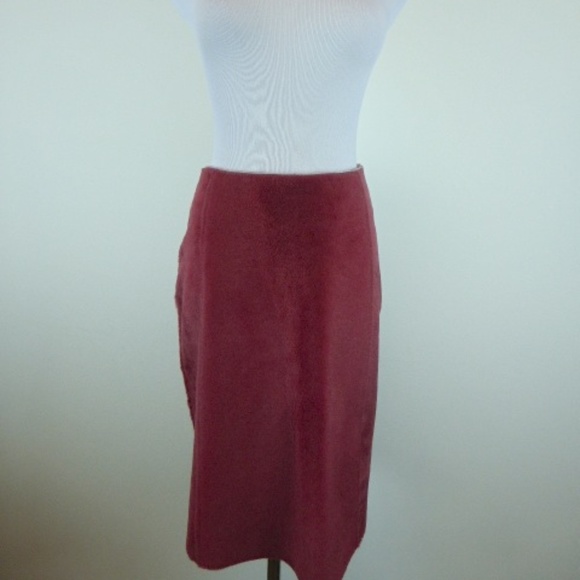 MARIA DI RIPABIANCA  red LAMB Hair calf LEATHER Skirt 12 i46 made in Italy - Picture 3 of 7